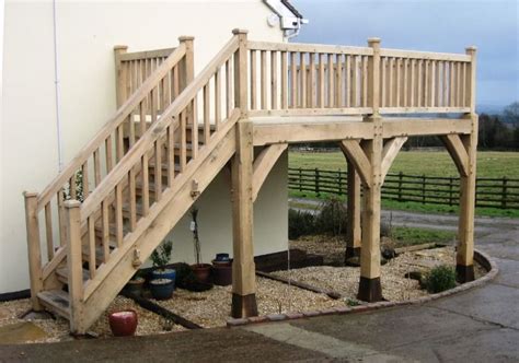 Oak Balcony With Staircase Exterior Stairs House Balcony Design