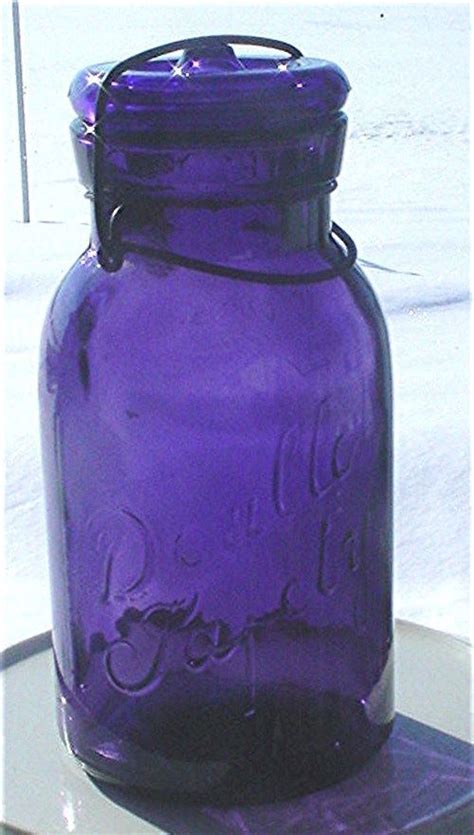 Purple Glass Jars Purple Double Safety Quart Fruit Jar W Wire Top Purple Glass Lid