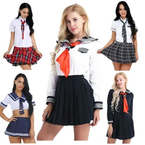 Sexy Japanese School Girl Sailor Set Cosplay Costume Pleated Skirt