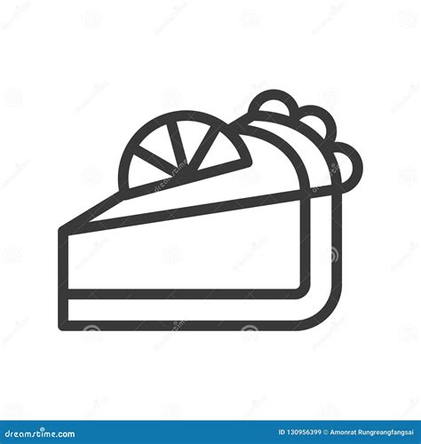 Slice Of Cake Sweets And Dessert Outline Icon Stock Vector
