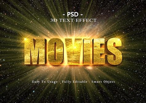 Premium Psd 3d Movies Text Style Effect