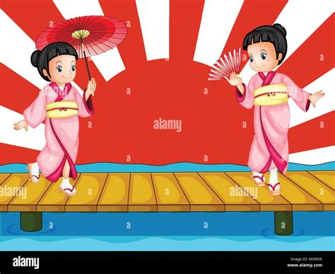 Japanese Girls Dancing Stock Vector Images Alamy