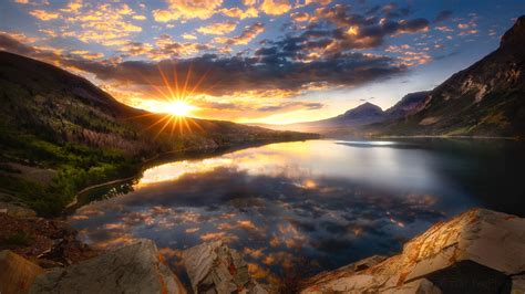Download Saint Mary S Lake Montana Glacier National Park Sunrise By