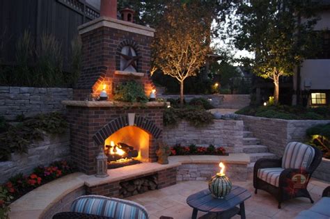 Minneapolis Outdoor Fireplace And Pool Traditional Patio