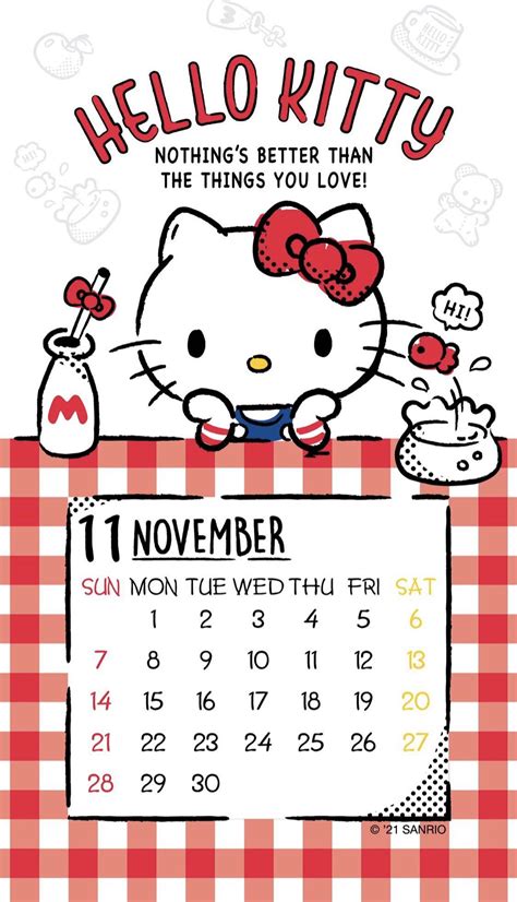 Hello Kitty November 2021 Calendar Wallpaper Rsanrio