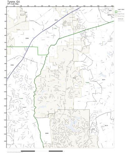 Zip Code Wall Map Of Tyrone Ga Zip Code Map Laminated