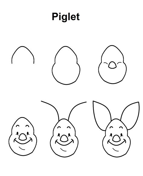 Piglet Step By Step Drawing Tutorial Disney Drawing Tutorial Easy
