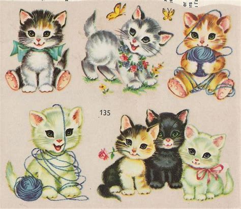 Kitten Decals Dk Rising Flickr Vintage Greeting Cards Vintage