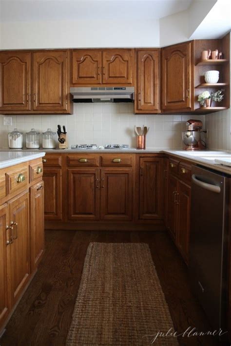 If you want to minimize wooden cabinets in orange tones, choose a paint color with a slight contrast. Updating an 80's Kitchen with Oak Cabinets | Kitchen ...
