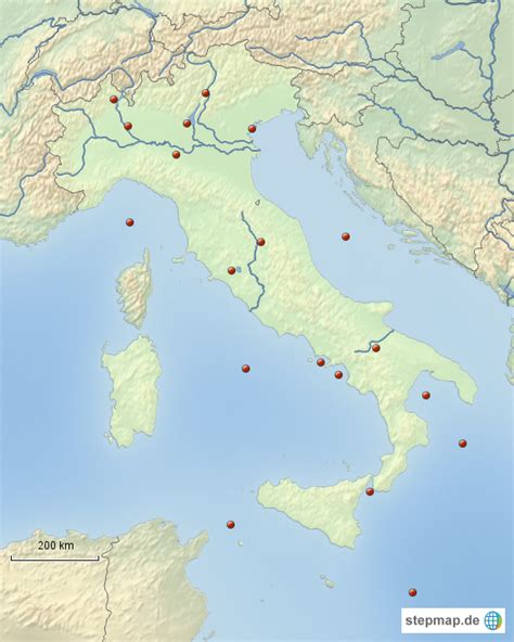Stepmap Italia Fiumi Laghi E Mari Landkarte Für Italien