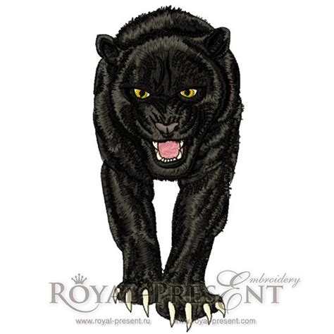 Machine Embroidery Design Black Panther 4 Sizes Royal Present