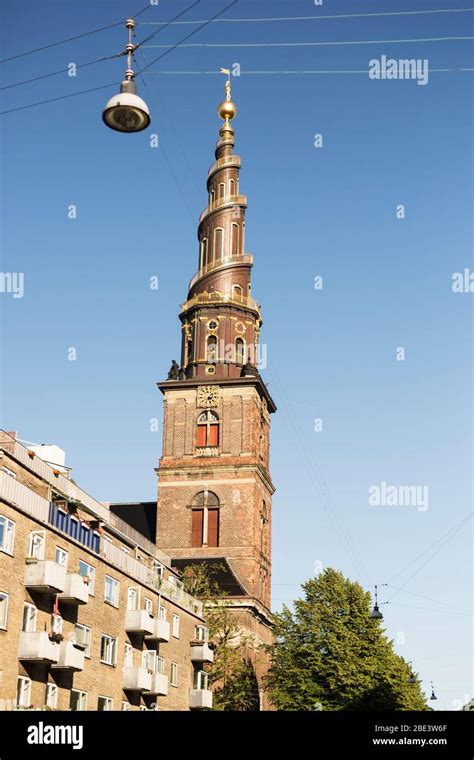 The Famous Spire Of The Church Of Our Savior Vor Frelsers Kirke On
