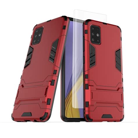 Dteck Rugged Case For Samsung Galaxy A71 With Tempered Glass Screen