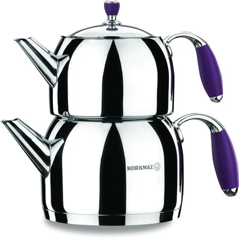 Korkmaz Flora Stainless Steel Turkish Teapot Set Stainless Steel