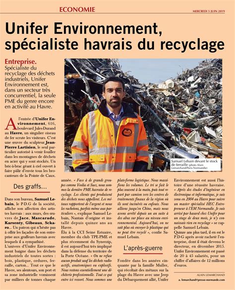 Article Presse Paris Normandie Juin 2019 Unifer Environnement Le