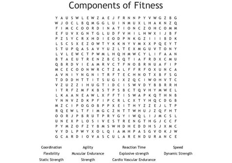 Components Of Fitness Word Search Wordmint Word Search Printable