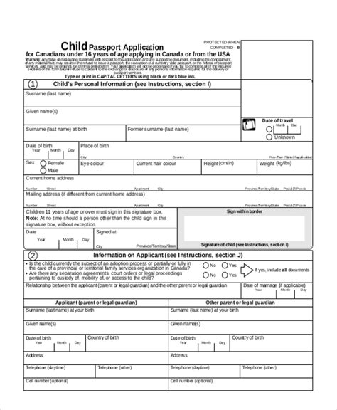 Free 12 Sample Passport Application Forms In Pdf Ms Word Excel