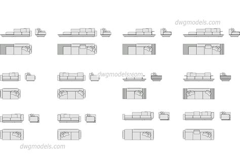 Autocad drawings modern patio furniture in plan and side view. Pin on Furniture