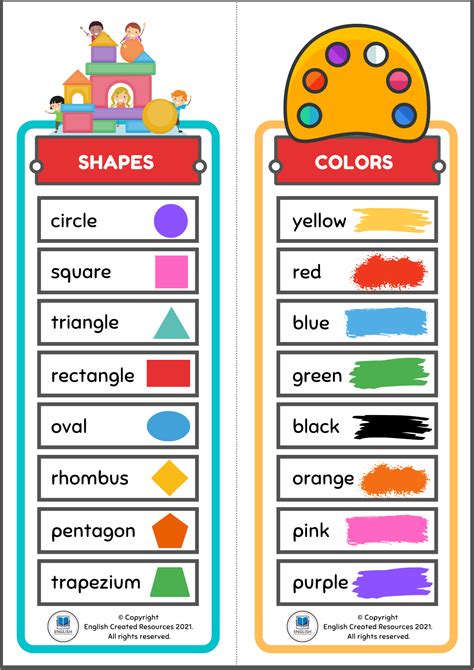 Vocabulary Charts For Kids