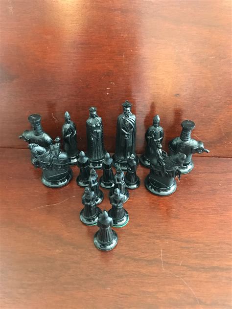 Vintage Chess Set Florentine Kingsway Chess Pieces 1950s Collectors