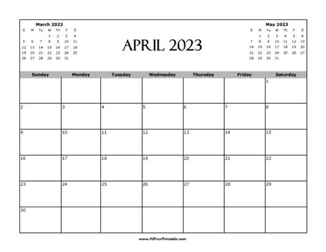 April 2023 Calendar Free Printable