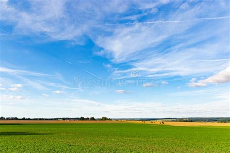 Countryside Panorama Rolling Hills And Wheat Fields At Sunset Czechia