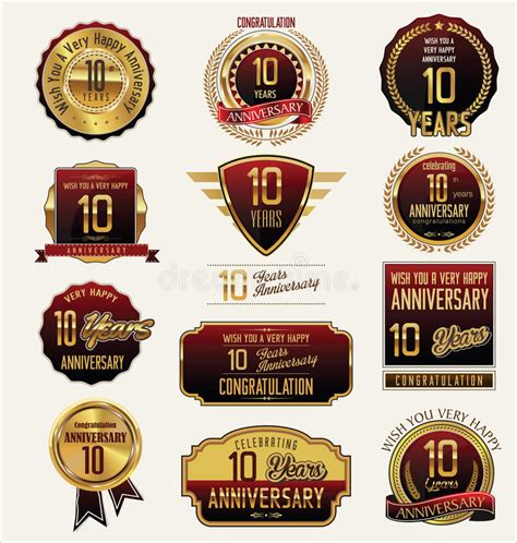 Anniversary Golden Label Collection 10 Years Stock Illustration
