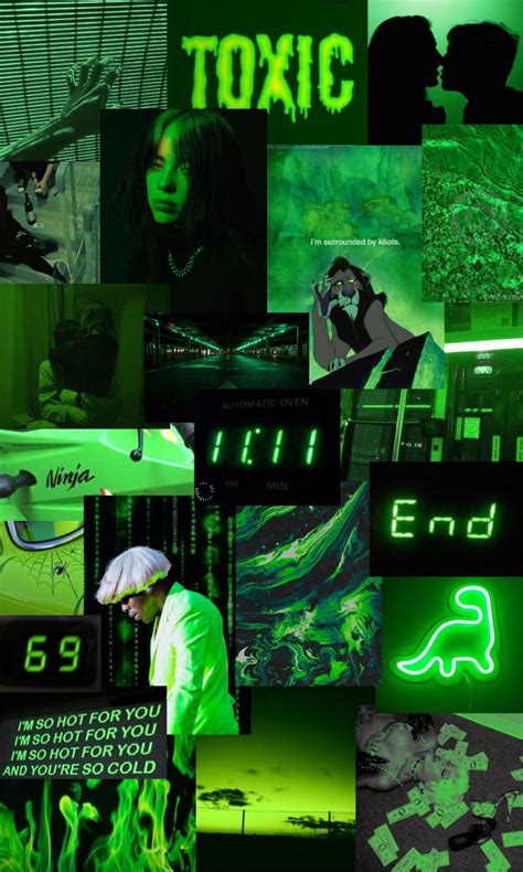 Neon Green Aesthetic Wallpaper Collage Pictures