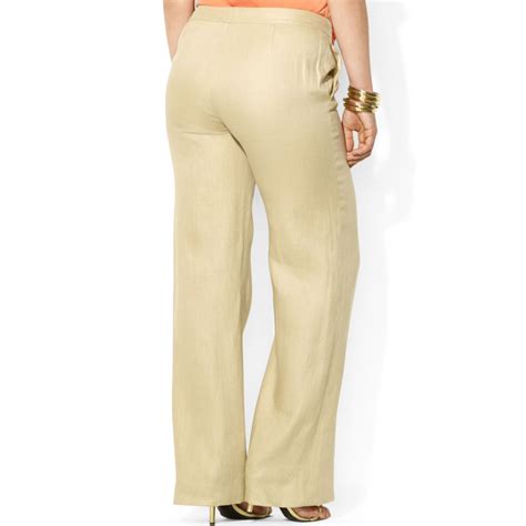 Lyst Lauren By Ralph Lauren Plus Size Wideleg Linen Pants In Natural