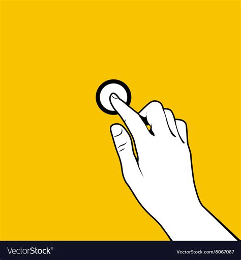 Finger Pressing A Button Hand Outline Royalty Free Vector
