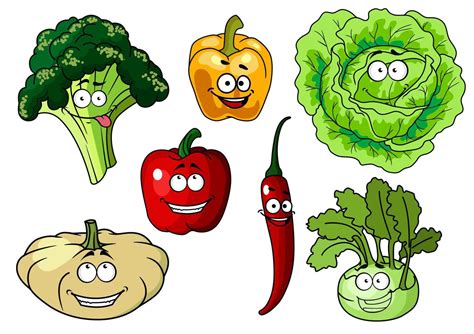 Fresh Healthy Cartoon Vegetables Characters 11524091 Vector Art At Vecteezy