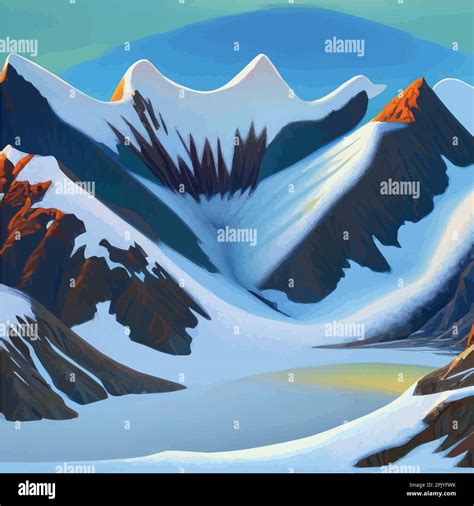 Stunning Snow Capped Mountains Mountain Landscape Alpine Snow Vector