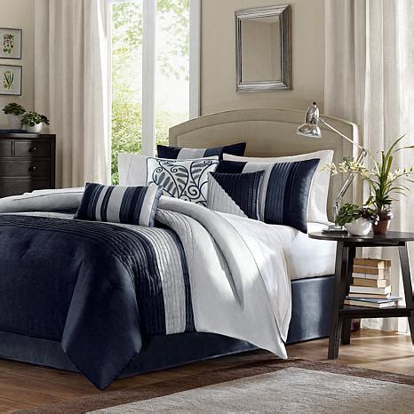 Comforter set online at macys.com. Madison Park Amherst 7-piece Navy Comforter Set - Queen ...
