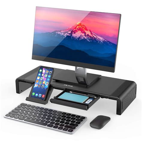 computer monitor riser jelly comb monitor stand riser with organizer drawer phone holder for