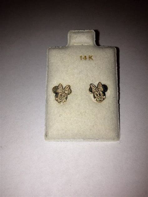 Exquisitely crafted 14kt yellow gold earrings; 14K Minnie Mouse Earrings Studs Yellow Gold NWT New Tags ...