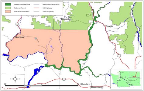 The Location Of Lake Roosevelt National Recreation Area Is Shown In