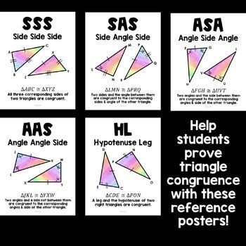 Triangle Congruence Theorems Reference Posters For Sss Sas Asa Aas Hl