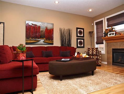Living Room With Red Sofa Photos Cantik