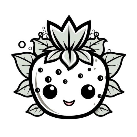 Premium Ai Image Adorable Black And White Kawaii Sticker A Joyful