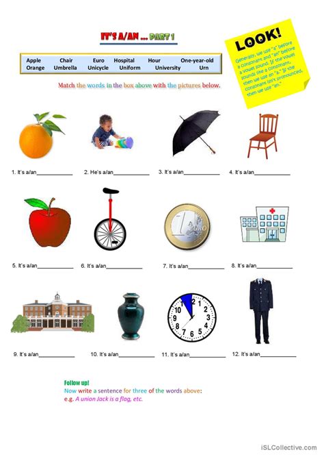 A Or An Part 1 Vocabulary Flashcard English Esl Worksheets Pdf And Doc