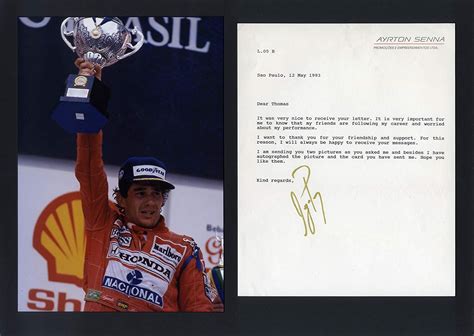 Ayrton Senna Formula One Autograph Typed Letter Signed