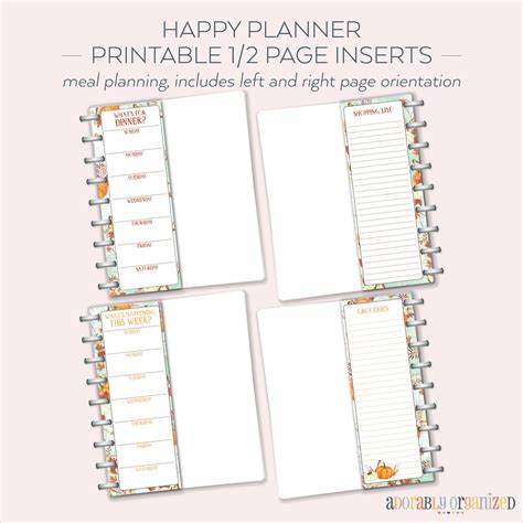 Happy Planner Printable Planner Pages Inserts X Autumn