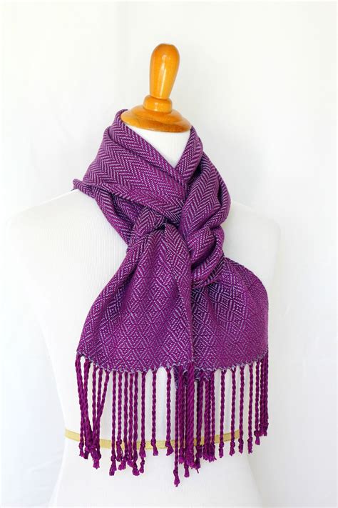 Woven Scarf In Purple Colors Bamboo Scarf Summer Scarf Long Scarf W Kgthreads