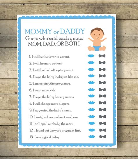 Mommy Or Daddy Printable Baby Shower Gameinstant Etsy