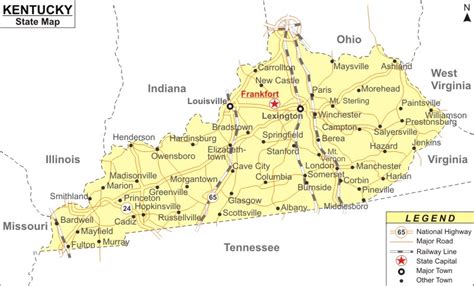 Kentucky Map Map Of Kentucky State Usa Highways Cities Roads Rivers