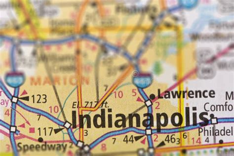 Indianapolis Indiana On Map Stock Image Image Of Paper Indianapolis