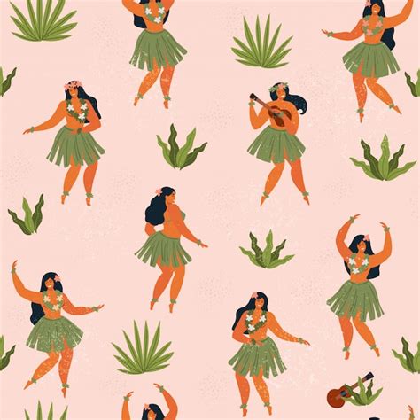 Premium Vector Hawaii Dance Seamless Pattern