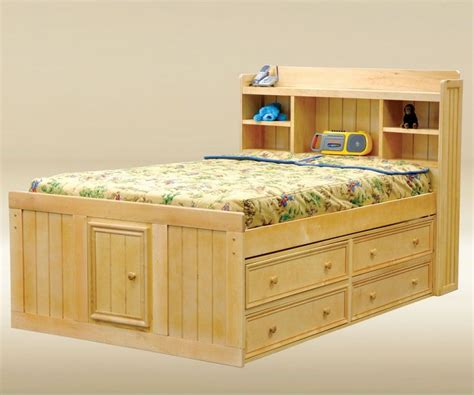 Queen size captain bed …. Lacquered Maple Wood Captain Bed With Front Cabinet Door ...