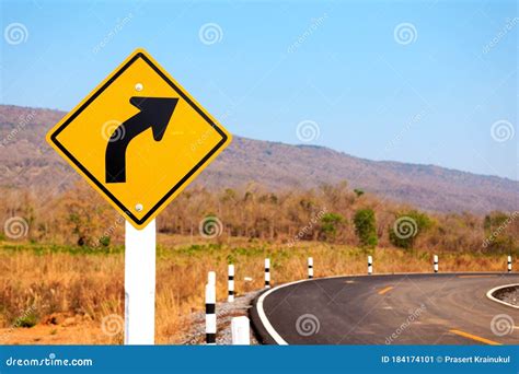 Turn Right Traffic Sign On Road Stock Image Image Of Blank