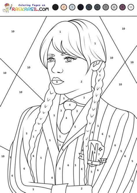 Wednesday Addams Color By Numbers Coloring Pages